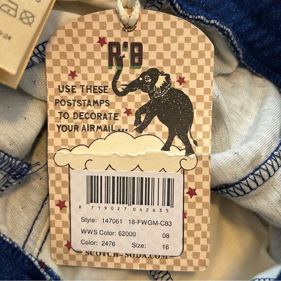 Scotch and Soda Blue Shimmery Jogger Pants Rick Rack Side Seam Kids Size 16 NWT - Picture 10 of 12